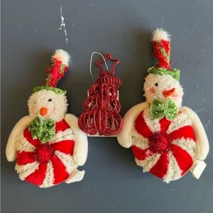 Festive Snowman Ornaments - Red and White
